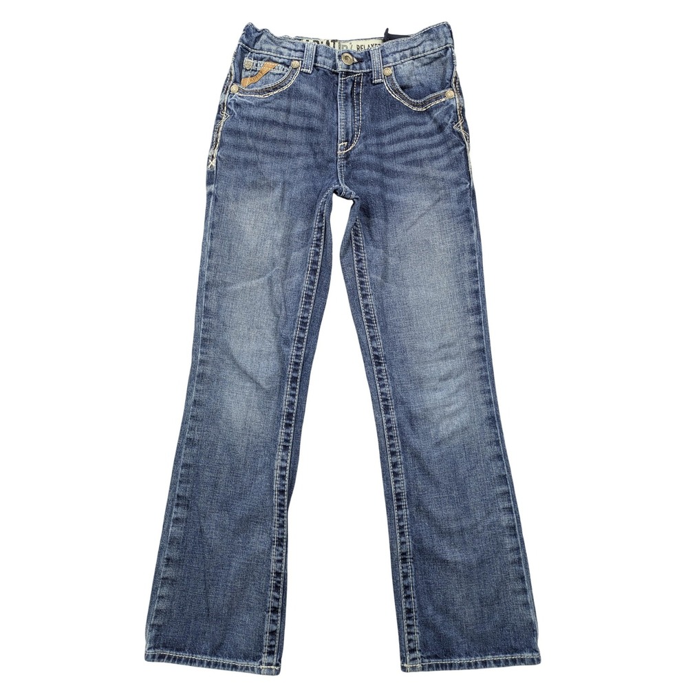 Ariat B4 Relaxed Jeans Boys 12 Blue Bootcut Denim 100% Cotton Adjustable Waist